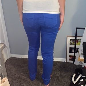 Never worn bright blue jeans